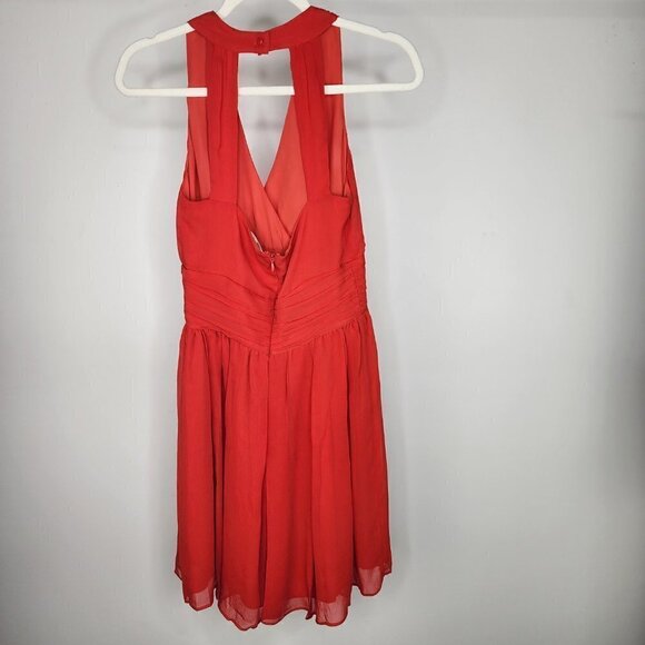 NWT L'AGENCE V Neck Strappy Back Banded Waist Mini Dress Red Size Small - Picture 5 of 12